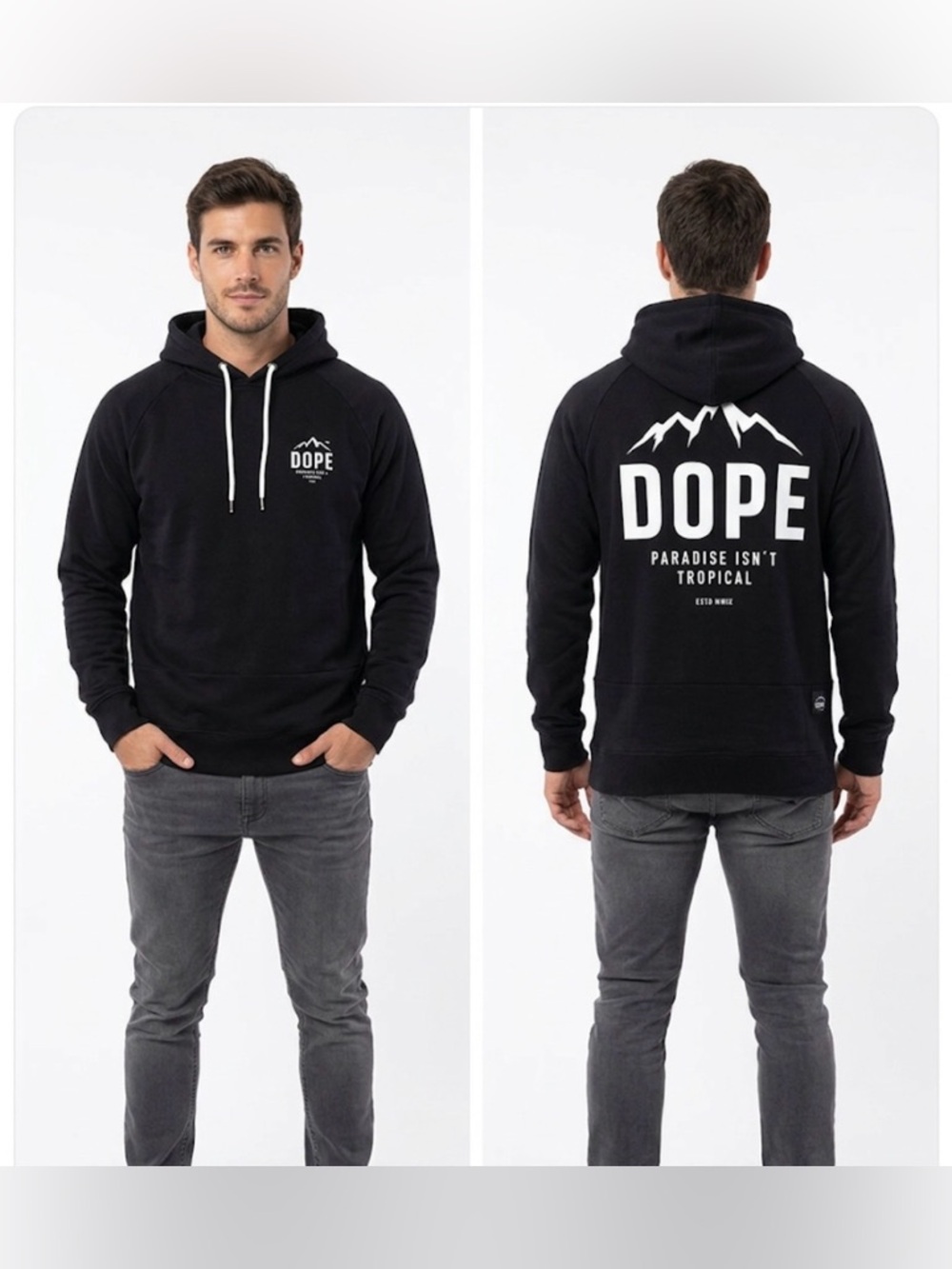 DOPE Black Pullover Hoodie with White Logo Graphic